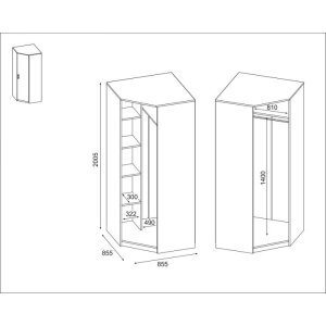 KAMPINĖ SPINTA 85/200