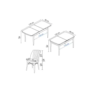 Padidinamas stalas Mila + 6 kėdės